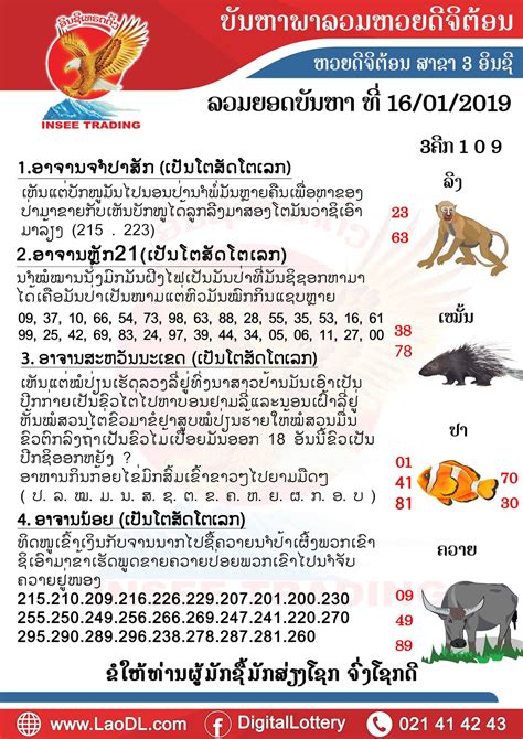 Digital Lottery ຫວຍດີຈິຕ້ອນ ອິນຊີ.